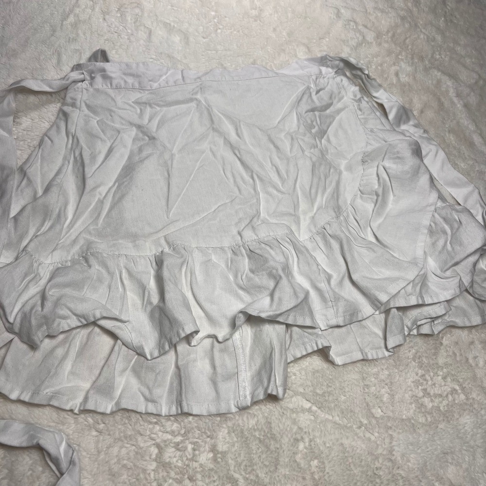 Aerie Women's White Linen Blend Ruffle Wrap Mini Casual Skirt Size Medium NWT